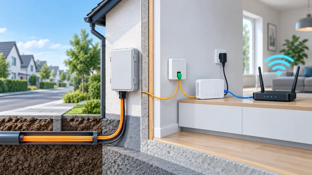 HÜP, GF-TA, ONT i router – elementy instalacji światłowodowej