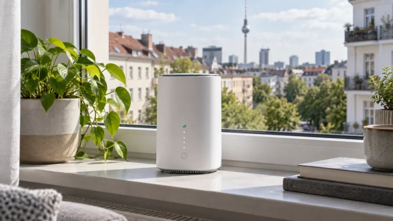 Router 5G na parapecie w niemieckim mieszkaniu – test internetu domowego